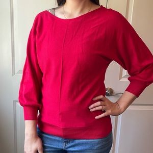 MAX STUDIO Red Dolman-Sleeve Sweater